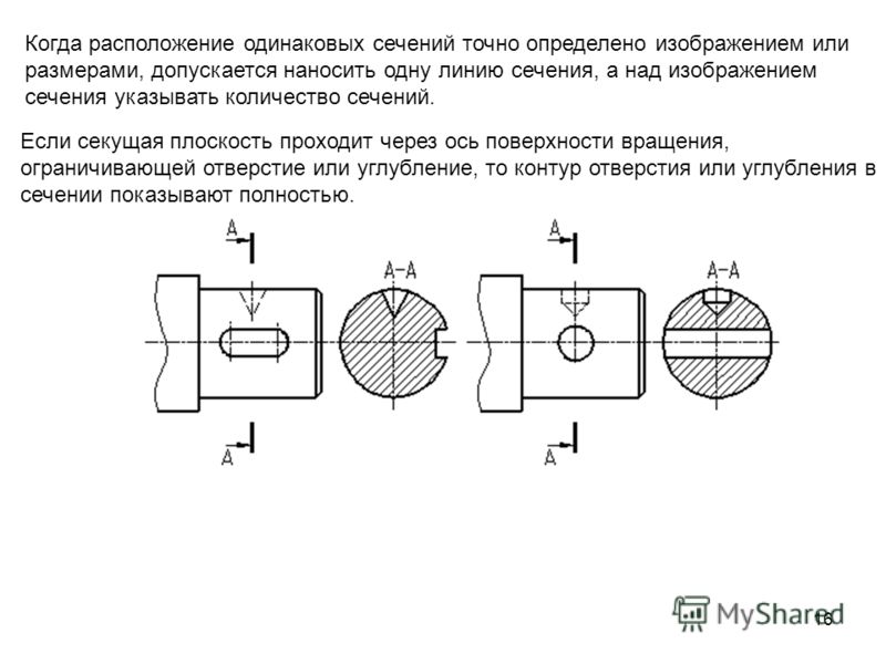 Увеличенное сечение. Местное сечение на чертеже. Сечение на чертеже ГОСТ. Линия сечения. Линия сечения на чертеже.